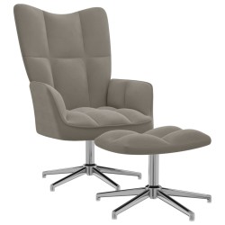 vidaXL Silla de relajación con reposapiés terciopelo gris claro