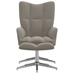 vidaXL Silla de relajación con reposapiés terciopelo gris claro