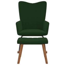 vidaXL Silla mecedora con reposapiés terciopelo verde oscuro