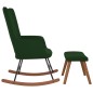 vidaXL Silla mecedora con reposapiés terciopelo verde oscuro vidaXL Silla mecedora con reposapiés terciopelo verde oscuro