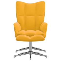 vidaXL Silla de relajación con reposapiés terciopelo amarillo mostaza