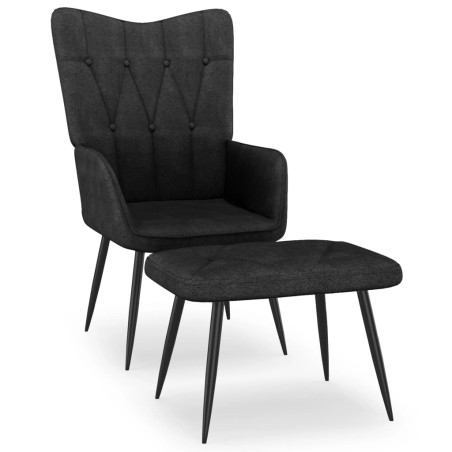vidaXL Silla de relajación con reposapiés tela negra