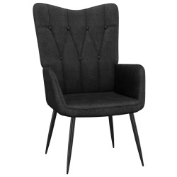 vidaXL Silla de relajación con reposapiés tela negra
