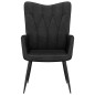vidaXL Silla de relajación con reposapiés tela negra vidaXL Silla de relajación con reposapiés tela negra