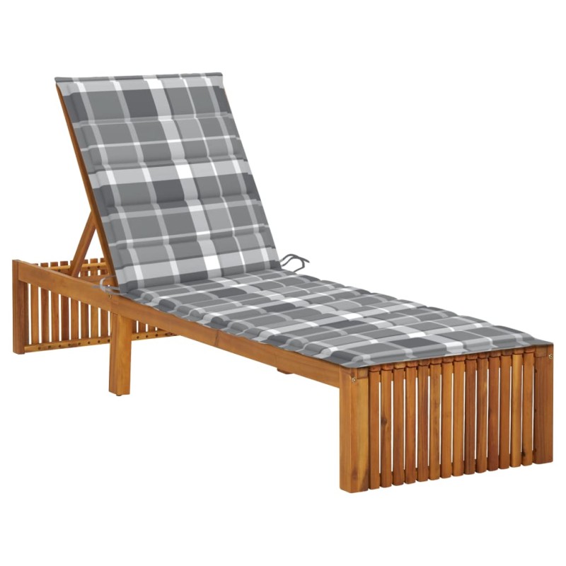 vidaXL Tumbona con cojín madera maciza de acacia vidaXL Tumbona con cojín madera maciza de acacia