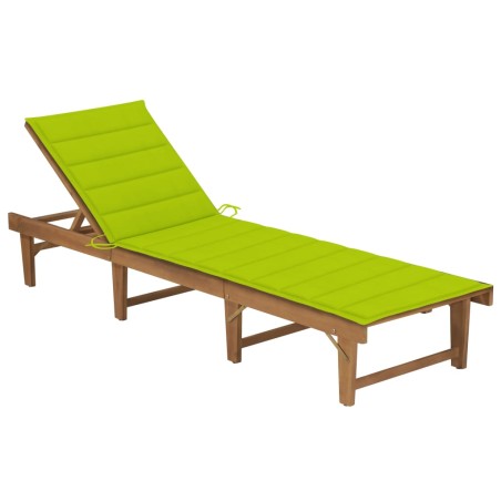 vidaXL Tumbona plegable con cojín madera maciza de acacia 