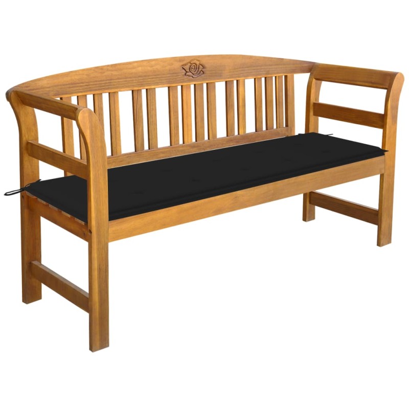 vidaXL Banco de jardín con cojín madera acacia maciza 157 cm vidaXL Banco de jardín con cojín madera acacia maciza 157 cm