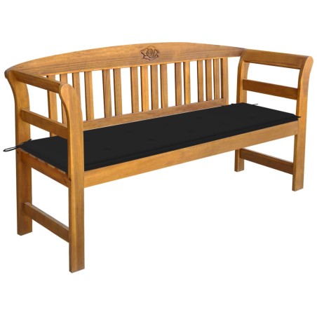 vidaXL Banco de jardín con cojín madera acacia maciza 157 cm