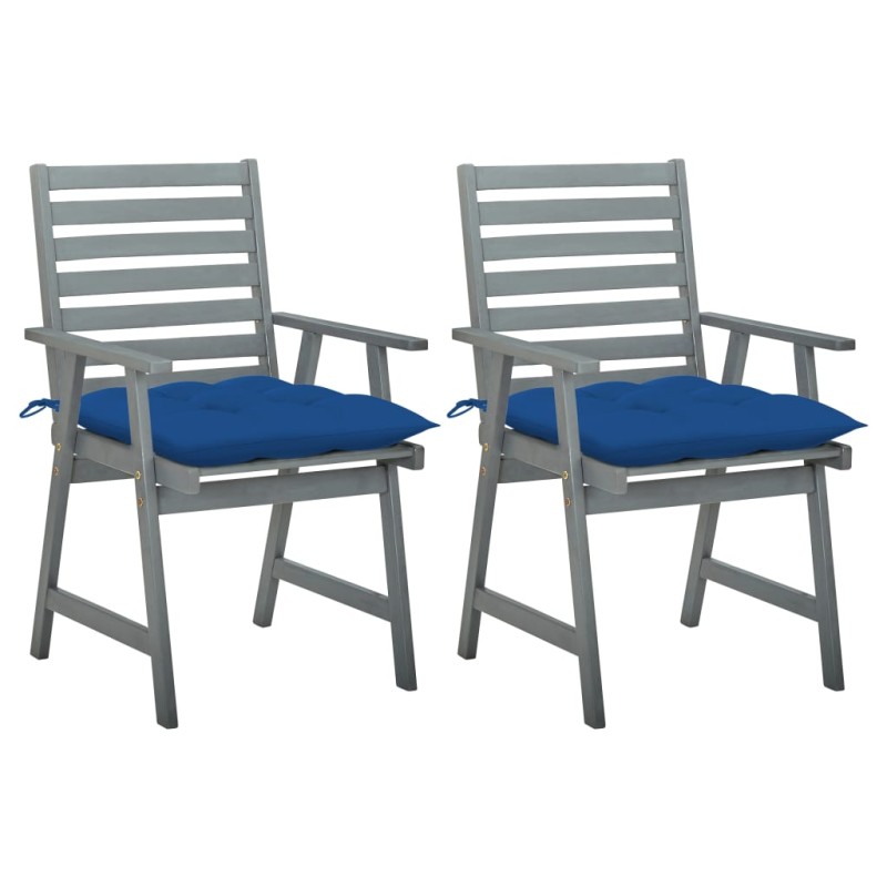 vidaXL Sillas de comedor jardín 2 uds madera maciza acacia con cojines vidaXL Sillas de comedor jardín 2 uds madera maciza acacia con cojines