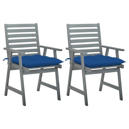 vidaXL Sillas de comedor jardín 2 uds madera maciza acacia con cojines