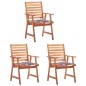 vidaXL Sillas comedor de jardín 3 uds madera maciza acacia y cojines vidaXL Sillas comedor de jardín 3 uds madera maciza acacia y cojines