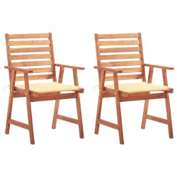 vidaXL Sillas comedor de jardín y cojines 2 uds madera maciza acacia