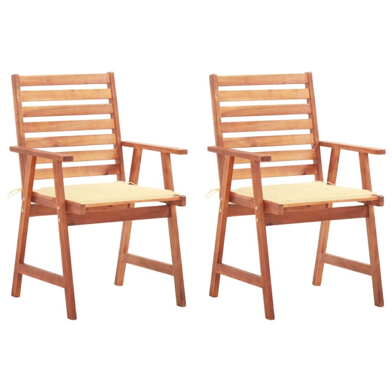 vidaXL Sillas comedor de jardín y cojines 2 uds madera maciza acacia