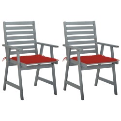 vidaXL Sillas de comedor jardín 2 uds madera maciza acacia con cojines