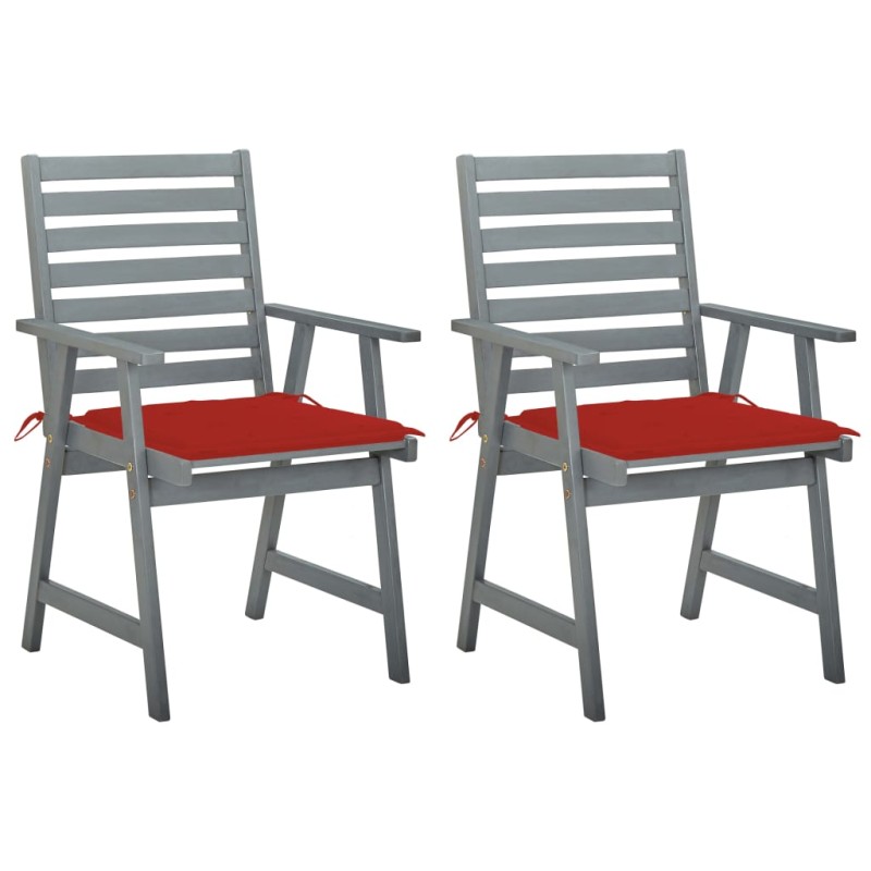 vidaXL Sillas de comedor jardín 2 uds madera maciza acacia con cojines vidaXL Sillas de comedor jardín 2 uds madera maciza acacia con cojines