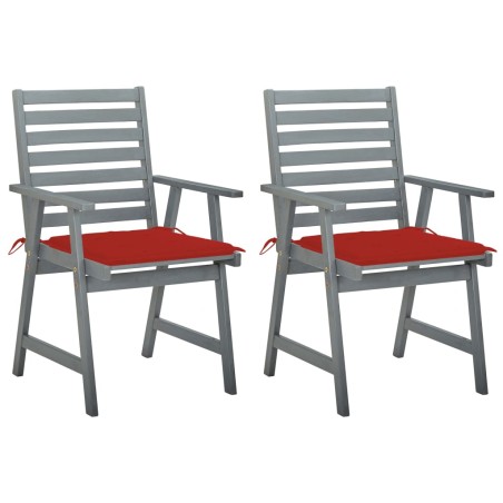 vidaXL Sillas de comedor jardín 2 uds madera maciza acacia con cojines