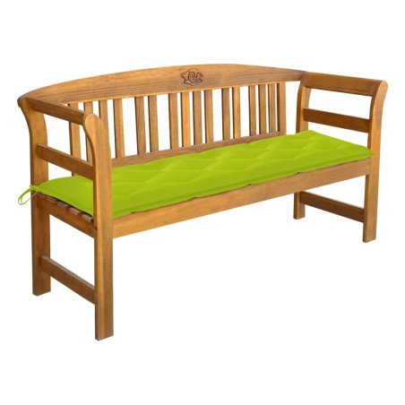 vidaXL Banco de jardín con cojín madera maciza de acacia 157 cm