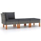 vidaXL Set muebles de jardín 3 pzas ratán sintético madera eucalipto vidaXL Set muebles de jardín 3 pzas ratán sintético madera eucalipto