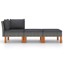 vidaXL Set muebles de jardín 3 pzas ratán sintético madera eucalipto
