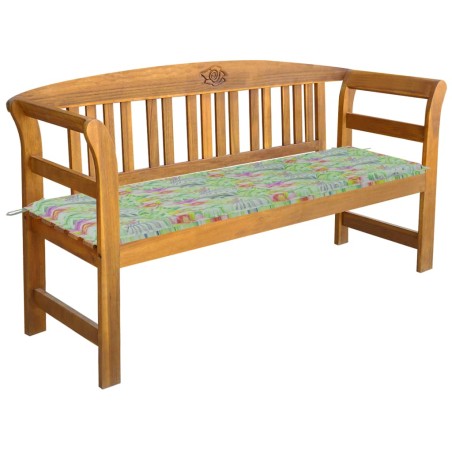 vidaXL Banco de jardín con cojín madera maciza de acacia 157 cm