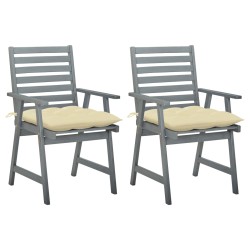 vidaXL Sillas de comedor jardín 2 uds madera maciza acacia con cojines