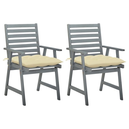 vidaXL Sillas de comedor jardín 2 uds madera maciza acacia con cojines