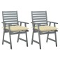 vidaXL Sillas de comedor jardín 2 uds madera maciza acacia con cojines vidaXL Sillas de comedor jardín 2 uds madera maciza acacia con cojines