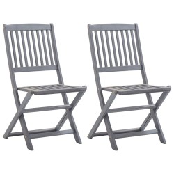 vidaXL Sillas de jardín plegables 2 uds cojines madera maciza acacia