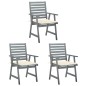 vidaXL Sillas comedor de jardín 3 uds madera maciza acacia y cojines