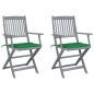 vidaXL Sillas de jardín plegables 2 uds cojines madera maciza acacia vidaXL Sillas de jardín plegables 2 uds cojines madera maciza acacia