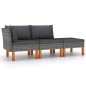 vidaXL Set muebles de jardín 3 pzas ratán sintético madera eucalipto vidaXL Set muebles de jardín 3 pzas ratán sintético madera eucalipto