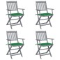 vidaXL Sillas de jardín plegables 4 uds cojines madera maciza acacia vidaXL Sillas de jardín plegables 4 uds cojines madera maciza acacia