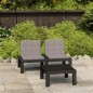 vidaXL Set de muebles de jardín 2 piezas con cojines plástico gris vidaXL Set de muebles de jardín 2 piezas con cojines plástico gris