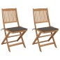 vidaXL Sillas de jardín plegables 2 uds y cojines madera maciza acacia vidaXL Sillas de jardín plegables 2 uds y cojines madera maciza acacia