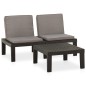 vidaXL Set de muebles de jardín 2 piezas con cojines plástico gris vidaXL Set de muebles de jardín 2 piezas con cojines plástico gris
