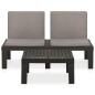 vidaXL Set de muebles de jardín 2 piezas con cojines plástico gris vidaXL Set de muebles de jardín 2 piezas con cojines plástico gris