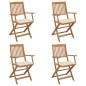 vidaXL Sillas de jardín plegables 4 uds y cojines madera maciza acacia