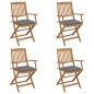 vidaXL Sillas de jardín plegables 4 uds y cojines madera maciza acacia vidaXL Sillas de jardín plegables 4 uds y cojines madera maciza acacia