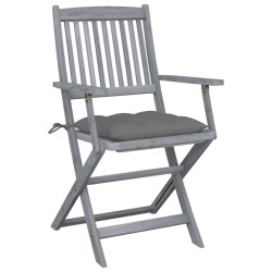 vidaXL Sillas de jardín plegables 2 uds cojines madera maciza acacia
