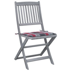 vidaXL Sillas de jardín plegables 2 uds madera maciza acacia y cojines