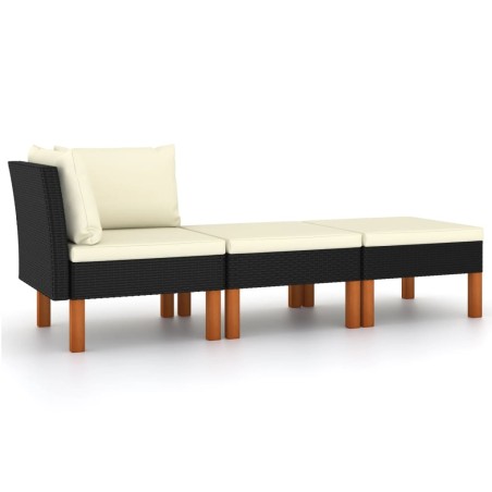 vidaXL Set muebles de jardín 3 pzas ratán sintético madera eucalipto