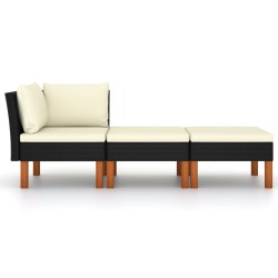 vidaXL Set muebles de jardín 3 pzas ratán sintético madera eucalipto
