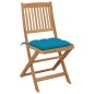 vidaXL Sillas de jardín plegables 4 uds y cojines madera maciza acacia