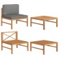 vidaXL Set de muebles de jardín 2 pzas madera teca cojines gris oscuro