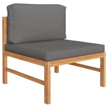 vidaXL Set de muebles de jardín 2 pzas madera teca cojines gris oscuro