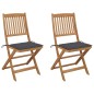 vidaXL Sillas de jardín plegables 2 uds y cojines madera maciza acacia vidaXL Sillas de jardín plegables 2 uds y cojines madera maciza acacia