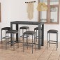 vidaXL Muebles de bar para jardín 7 pzas cojines ratán sintético gris