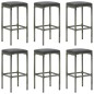 vidaXL Muebles de bar para jardín 7 pzas cojines ratán sintético gris