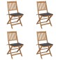 vidaXL Sillas de jardín plegables 4 uds y cojines madera maciza acacia