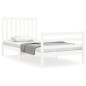 vidaXL Estructura de cama con cabecero madera maciza blanco 100x200 cm vidaXL Estructura de cama con cabecero madera maciza blanco 100x200 cm